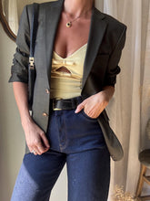 Load image into Gallery viewer, Vintage Dark Olive Brown Wool Blazer Structured Shoulders
