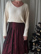 Load image into Gallery viewer, Vintage Oversized Off White Knit Cotton Fisherman V Neck Sweater
