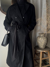 Load image into Gallery viewer, Vintage Timeless Oversized Double Breasted Black Trench Coat with Removable Liner
