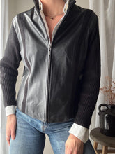 Load image into Gallery viewer, Vintage Black Leather and Knit Jacket
