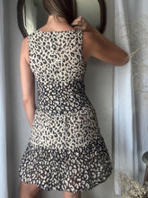 Load image into Gallery viewer, Vintage Pure Silk Leopard Animal Print Mini Crinkle Dress Lined Petite

