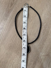 Load image into Gallery viewer, Vintage Y2K Faux Black Woven Leather with Black and Silver Pendant Statement Necklace
