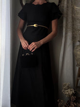 Load image into Gallery viewer, Vintage Black Empire Waist Short Sleeve Long Dress Made in USA
