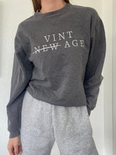 Load image into Gallery viewer, Upcycled Vintage Steel Grey Sweatshirt: Embroidered Logo, Made in USA
