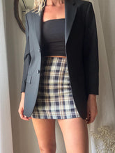 Load image into Gallery viewer, Vintage Beige Navy Blue Brown Plaid Mini Skirt Lined
