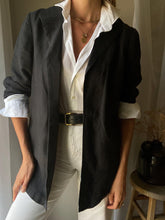 Load image into Gallery viewer, Vintage Black Linen Oversized Blazer
