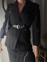 Load image into Gallery viewer, Classic Vintage Wool Oversized Black Blazer Gold Buttons
