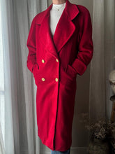 Load image into Gallery viewer, Vintage Pure Wool Bright Red Long Wool Coat Made in USA
