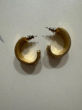Load image into Gallery viewer, Vintage 90s Gold Tone Thick Hoop Statement Earrings
