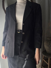Load image into Gallery viewer, Classic Vintage Wool Oversized Black Blazer Gold Buttons
