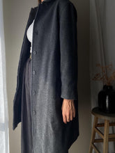 Load image into Gallery viewer, Vintage Oversized Wool Coat: Dark Grey Long Collared Esprit XL
