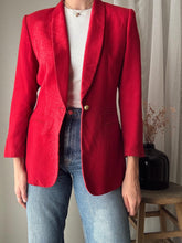 Load image into Gallery viewer, Vintage Structured Red Blazer Slightly Padded Shoulders
