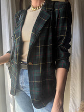 Load image into Gallery viewer, Vintage Forest Green Black Yellow Red Plaid Boyfriend Blazer
