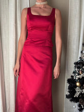Load image into Gallery viewer, Vintage Dark Merlot Red Satin Long Maxi Skirt
