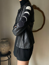 Load image into Gallery viewer, Vintage Leather Black Moto Jacket With Moon Phase Cycle Patches
