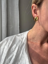 Load image into Gallery viewer, Vintage 80s 90s Gold Oval Stud Earrings: 90s Statement Jewelry
