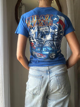 Load image into Gallery viewer, Vintage Bright Blue Texas Heatwave Truck Cropped Graphic Tee TShirt Cotton

