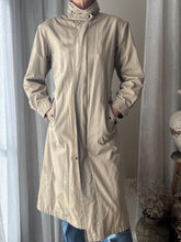 Load image into Gallery viewer, Vintage Beige Cotton Trench Coat High Neck with Hideable Hood and Removable Wool Liner
