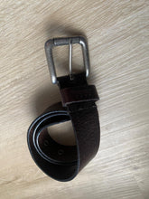 Load image into Gallery viewer, Vintage Wrangler Dark Brown Leather Belt: Silver Buckle, Grommet Detail
