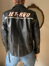 Load image into Gallery viewer, Vintage Harley Davidson Leather Black Moto Jet Rod Jacket Silver Buttons Zipper Detail
