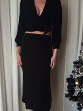 Load image into Gallery viewer, Vintage Black Velvet Long Maxi Skirt Made in USA
