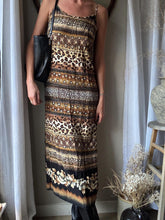 Load image into Gallery viewer, Vintage Spaghetti Strap Animal Abstract Floral Print Long Maxi Dress Made in USA
