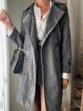 Load image into Gallery viewer, Vintage Oversized Wool Coat: Dark Gray Notched Collar, Size M-XL
