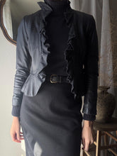 Load image into Gallery viewer, Vintage 90s 2000s Black Soft Ruffle Leather Jacket
