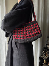 Load image into Gallery viewer, Vintage Black Red Checkered Woven Shoulder Bag Purse
