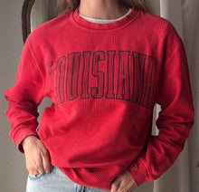 Load image into Gallery viewer, Vintage Red Ribbed Cotton Oversized Louisiana Pullover
