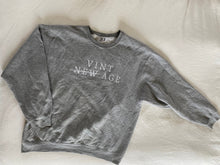 Load image into Gallery viewer, Upcycled Heather Grey Sweatshirt: Vintage Embroidered Logo, Made in USA
