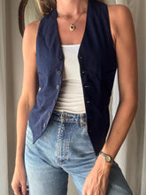 Load image into Gallery viewer, Vintage Dark Navy Blue Waistcoat Vest
