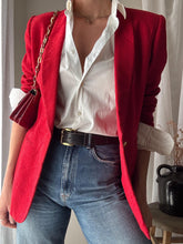 Load image into Gallery viewer, Vintage Structured Red Blazer Slightly Padded Shoulders
