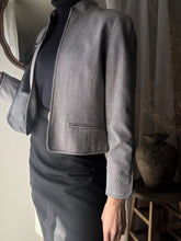 Load image into Gallery viewer, Vintage Black and White Mini Plaid Wool Blend Cropped Lady Jacket
