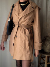 Load image into Gallery viewer, Vintage London Fog Wool Caramel Camel Oversized Coat with Waist Tie Removable Hood
