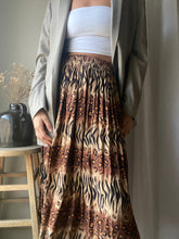 Load image into Gallery viewer, Vintage Abstract Animal Print Pattern Long Rayon Midi Skirt Stretchy Waist Made in USA
