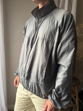 Load image into Gallery viewer, Vintage Gray Lightweight Windbreaker Parka: High Neck, Zipper Front Mens
