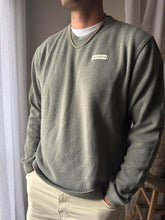 Load image into Gallery viewer, Upcycled Keep Earth Sage Green Ribbed Cotton Long Sleeve Shirt Mens
