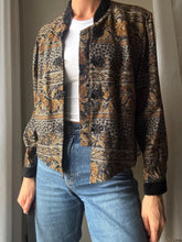 Load image into Gallery viewer, Vintage Floral Cotton Blazer: Black Velvet Mandarin Collar, Frog Closure
