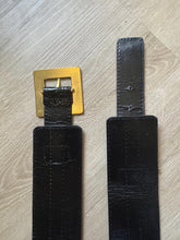 Load image into Gallery viewer, Vintage Black Croc Embossed Wide Belt Large Square Buckle
