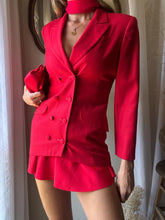 Load image into Gallery viewer, Vintage Wool Structured Fitted Waist Red Long Wool Blazer
