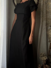 Load image into Gallery viewer, Vintage Black Empire Waist Short Sleeve Long Dress Made in USA
