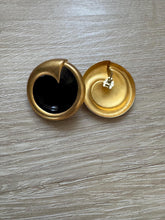 Load image into Gallery viewer, Vintage 90s Gold Black Enamel Ring Statement Earrings
