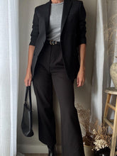 Load image into Gallery viewer, Classic Preloved Black Wool Blend Structured Oversized Boyfriend Blazer
