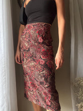 Load image into Gallery viewer, Vintage Burgundy Brown Paisley Pattern Long Skirt
