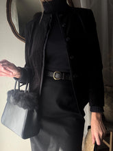 Load image into Gallery viewer, Vintage Black Cotton Blend Velvet Blazer Collarless Oversized Jacket
