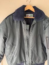 Load image into Gallery viewer, Vintage Timber King Mens Bomber Flight Jacket Navy Blue Faux Fur Collar Zipper Front
