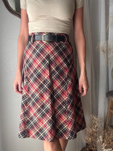 Load image into Gallery viewer, Vintage Beige Red Black Plaid Midi Skirt
