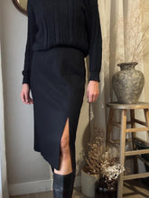 Load image into Gallery viewer, Classic Vintage Wool Black Midi Skirt Lined Made in USA
