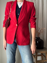 Load image into Gallery viewer, Vintage Structured Red Blazer Slightly Padded Shoulders
